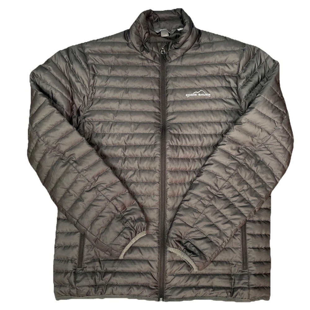 Eddie Bauer Men's Size Medium EB650 Down Puffer Jacket Warm & Lightweight Black
